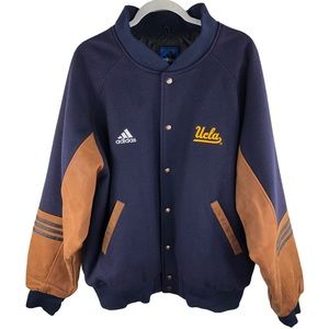 Vintage Adidas UCLA Bruins Leather & Wool Varisty Bomber Jacket